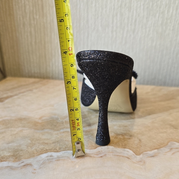 Nalebe Dimante Mule Heel Sandals Glitter Black Nalebe Mules MSRP $730 - Picture 6 of 17